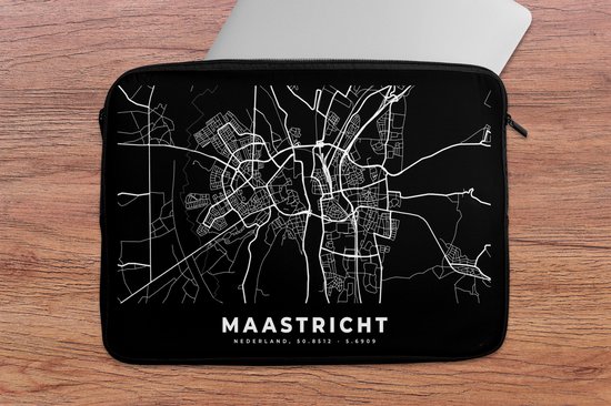 Housse pour ordinateur portable 13 pouces - Carte - Maastricht - Zwart - Housse pour ordinateur portable