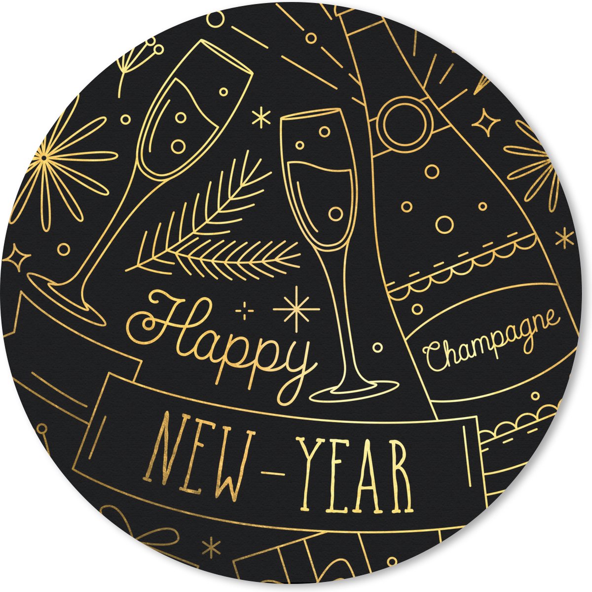 Muismat rond 30x30 cm - Mousepad Feest - Nieuwjaar - Design - Ronde muismatten