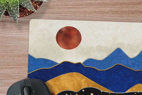 Muismat 27x18 cm - Mousepad Marmer - Goud - Blauw - Muismatten