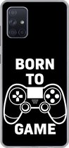Geschikt voor Samsung Galaxy A51 hoesje - Gamen - Quotes - Controller - Born to game - Zwart - Wit - Siliconen Telefoonhoesje
