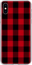 Geschikt voor iPhone Xs hoesje - Plaid - Zwart - Rood - Siliconen Telefoonhoesje
