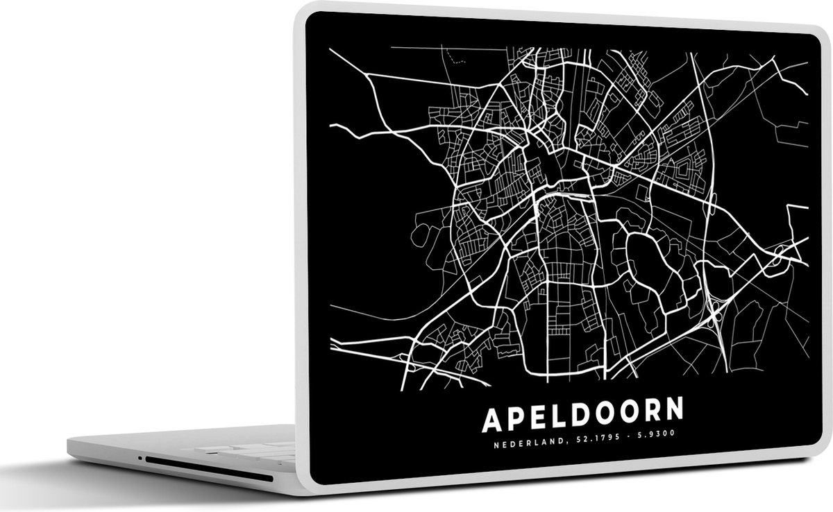 Laptop sticker - 12.3 inch - Kaart - Apeldoorn - Zwart - 30x22cm - Laptopstickers - Laptop skin - Cover