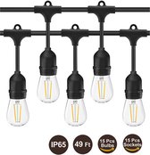 15M - S14 - RGB LED String Lights - E27 - LED - Retro - Edison Gloeilamp - Tuin Patio Garland - Kerstvakantie Bruiloft - warm wit