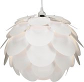 kwmobile witte puzzellamp van 62 stukjes - DIY hanglamp met plafondbevestiging - Puzzel je eigen lamp - Hanglamp en tafellamp - Diameter 35 cm - Wit