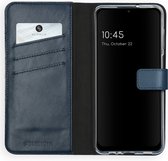 Samsung Galaxy A12 Hoesje met Pasjeshouder - Selencia Echt Lederen Booktype - Blauw
