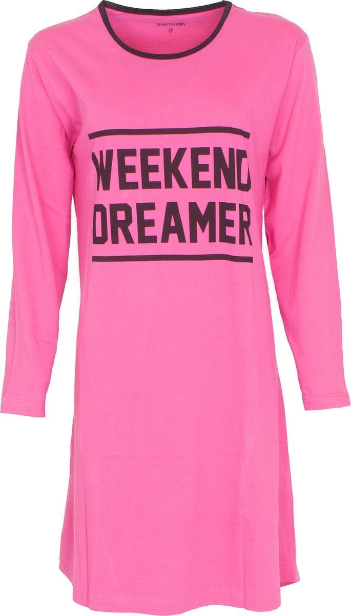 Temptation Tempation Dames Nachthemd - Bigshirt - Katoen - Roze
