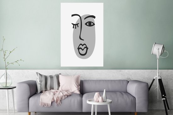 Affiche Visage - Femme - Zwart - Wit - 80x120 cm