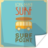 Illustration 'surf point' sur fond bleu 75x75 cm