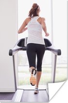 Une femme fait du fitness sur un tapis roulant poster 120x180 cm - Tirage photo sur Poster (décoration murale salon / chambre) XXL / Groot format!