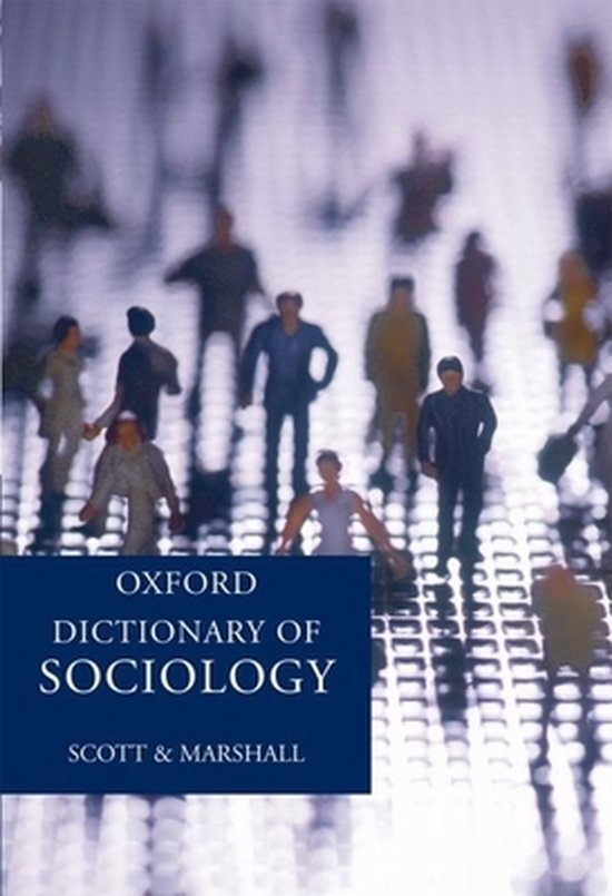 De Oxford Dictionary of Sociology, met op de voorgrond kleine figuurtjes en op de achtergrond wazige figuren.
