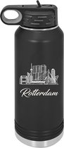 Waterfles Polar Camel zwart 1 liter Skyline Rotterdam