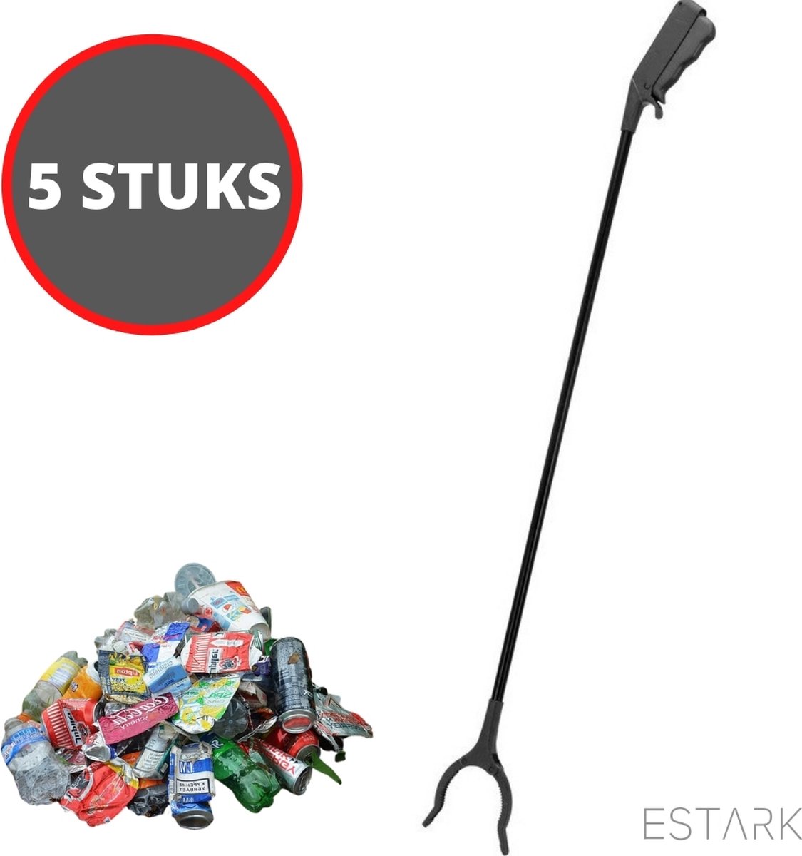 Goedkoopste ESTARK® - Grijparm - 5 STUKS - Grijper voor afval & zwerfvuil - Afvalgrijper Grijptang - Grijphulp - Grijpstok - Grijptang - Grijpers voor ouderen en invaliden - Zwart - 60 cm - 5 STUKS