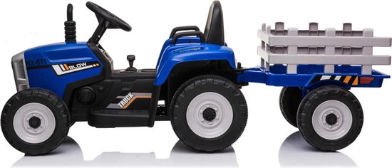 Tracteur orientable électrique avec remorque et télécommande bleu | bol