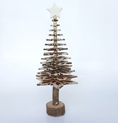 Kerstboom in hout naturel - Bruin / beige / creme - 15 x 15 x 36 cm hoog