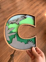 Brandtstudio- Hoofdletters - C - Dino - babykamer - hoofdletter - decoratie - wanddecoratie - gepersonaliseerd - kraam cadeau - geboorte geschenk - doopsuiker - dinosaurus