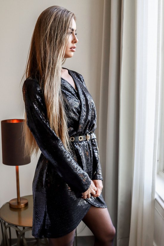 zwarte glitter pailletten jurk | bol