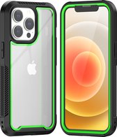 Apple iPhone 13 Pro Max Backcover - Zwart / Groen - Shockproof Armor - Hybrid - Drop Tested