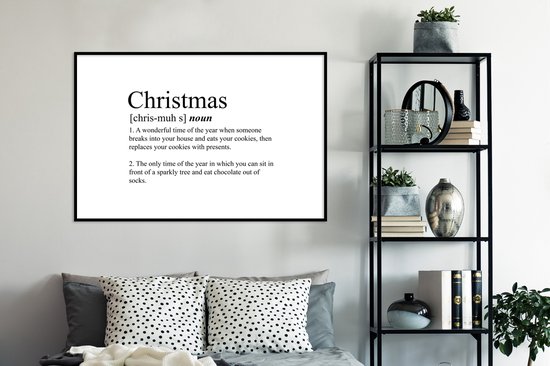 Cadre photo avec affiche - Noël - Citations - Définition de Noël - Proverbes - Dictionnaire - 120x80 cm - Cadre pour affiche - Décorations de Noël - Décoration de Noël pour l'intérieur - Noël
