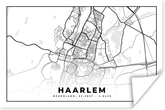 Affiche Carte - Pays- Nederland - Haarlem - 90x60 cm