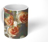 Mok - Rozen - Oranje - Bloemen - 350 ML - Beker