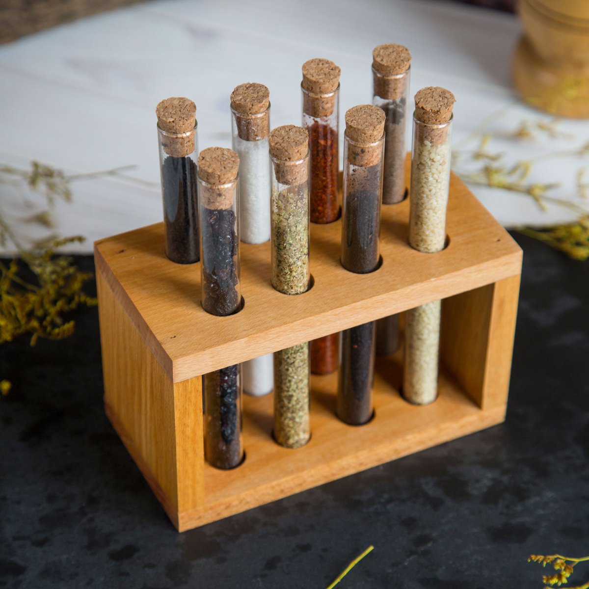 Bewijzen Uitsluiting Manuscript Joy Kitchen houten kruidenrek reageerbuisjes met kurk set van 8 |  reageerbuisjes glas... | bol.com
