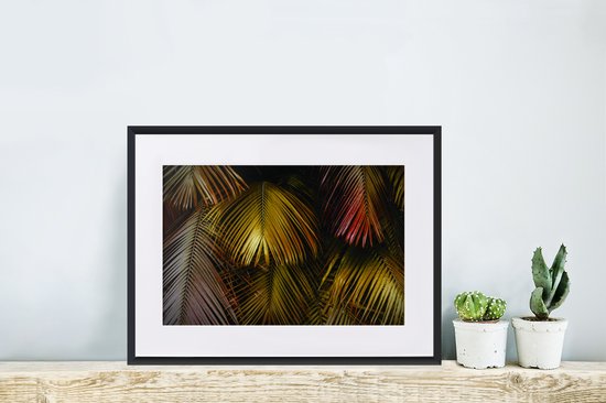 Affiche avec cadre Jungle - Feuilles - Or - 40x30 cm