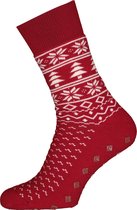 Burlington Homepads Fair Isle - huissokken winter - donkerrood met wit -  Maat: 40-46