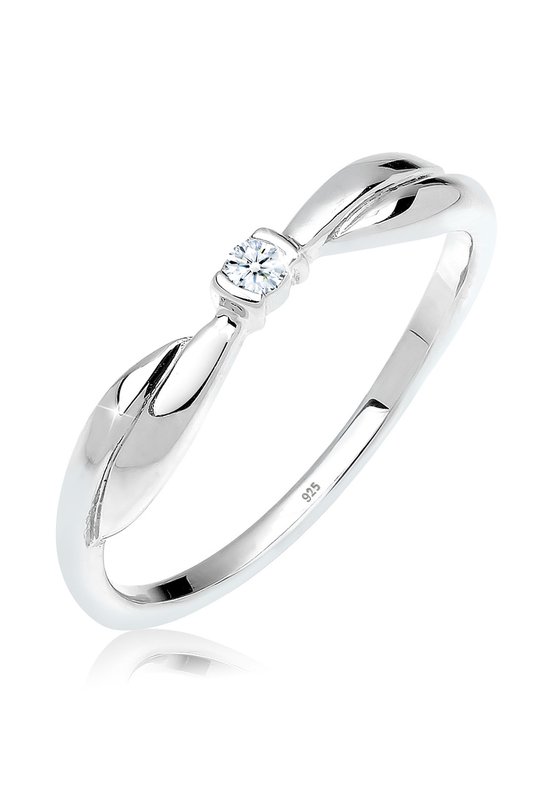 Elli Dames Ringen Dames Verloving met Diamant (0.03 ct.) in 925 Sterling Zilver