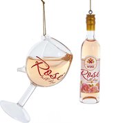 Rosé bottle + wine ornaments glass - Kurt s Adler™ (2st)