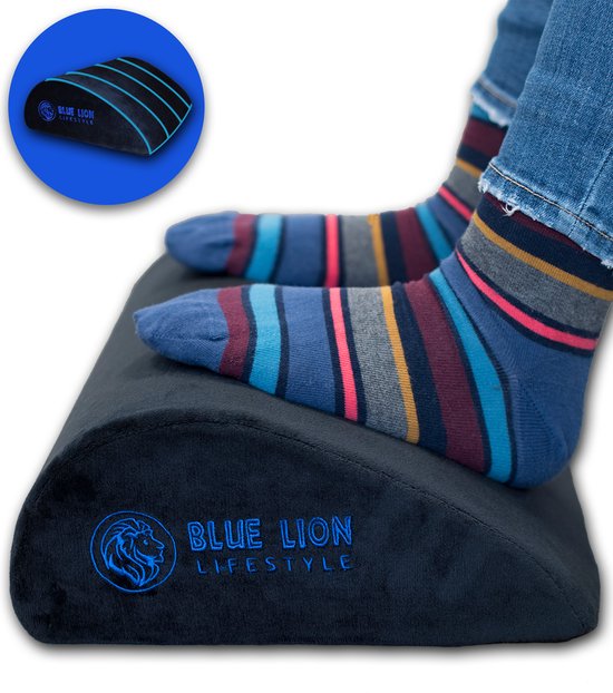 Ergonomische voetensteun Blue Lion - Voetenkussen voor zithouding thuis of op kantoor - Bureau - Tegen rugpijn - 12,5 cm - Zwart