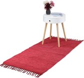 Relaxdays Vloerkleed rood - katoen - diverse groottes - loper - vloertapijt - voor binnen - 70x140cm