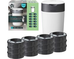 Tommee Tippee Poubelle à Couches Twist & Click Starter-Set avec 12 Recharges - 12 recharges emballent plus de 1200 couches‡ - antibactérien - Blanc