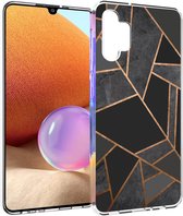 iMoshion Hoesje Geschikt voor Samsung Galaxy A32 (4G) Hoesje Siliconen - iMoshion Design hoesje - Zwart / Meerkleurig / Goud / Black Graphic