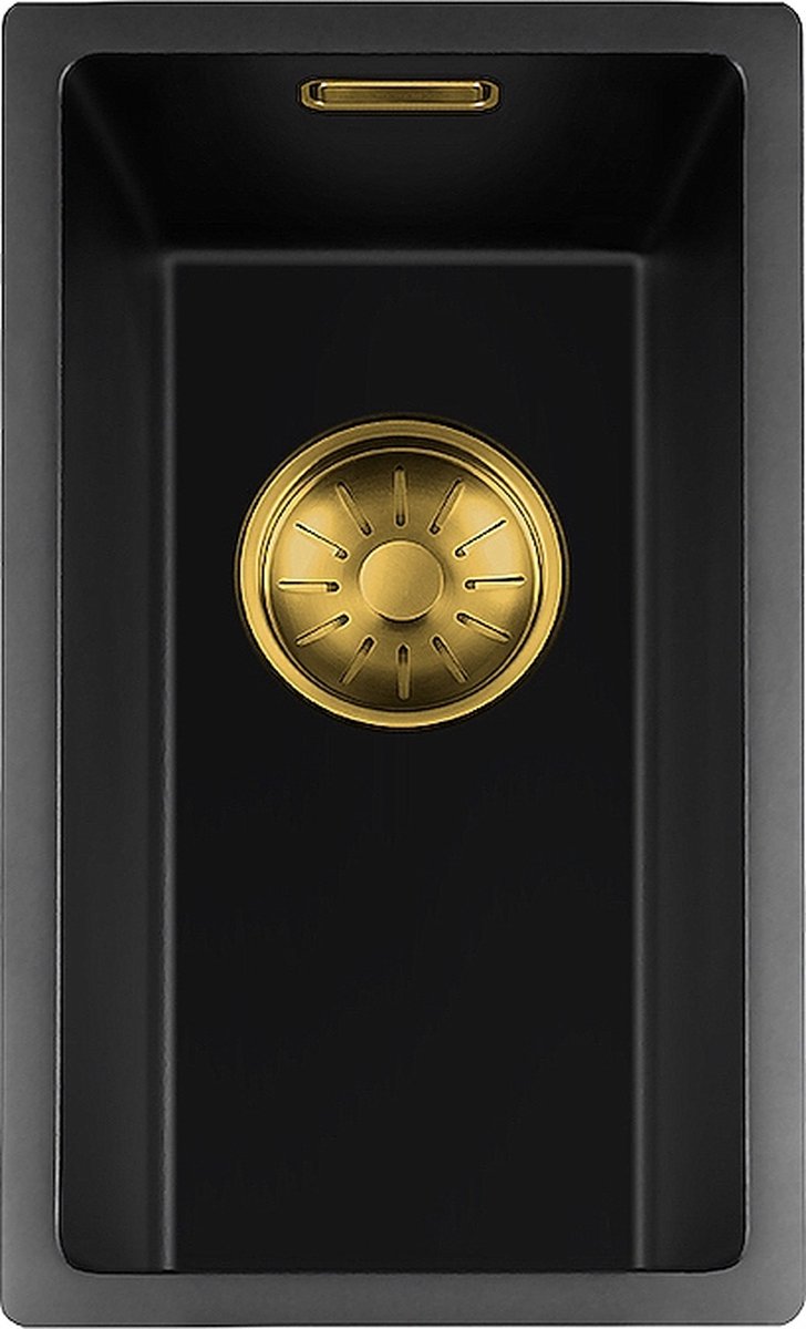 Lorreine Black Quartz Series spoelbak 17x40cm Plug Gold 17BQ-FU-Gold