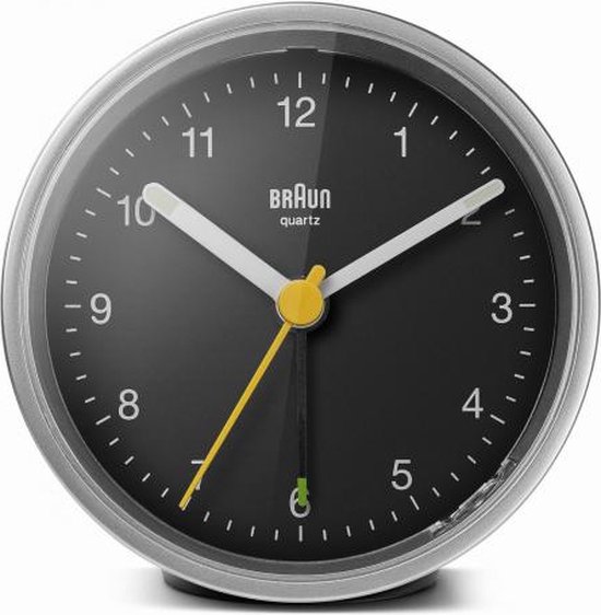Braun BC12SB - Wekker - Analoog - Stil uurwerk - Zwart - Zilverkleurig