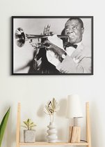 Poster In Zwarte Lijst - Louis Armstrong - 50x70cm Large - Wanddecoratie Jazz - (Retro/Vintage)