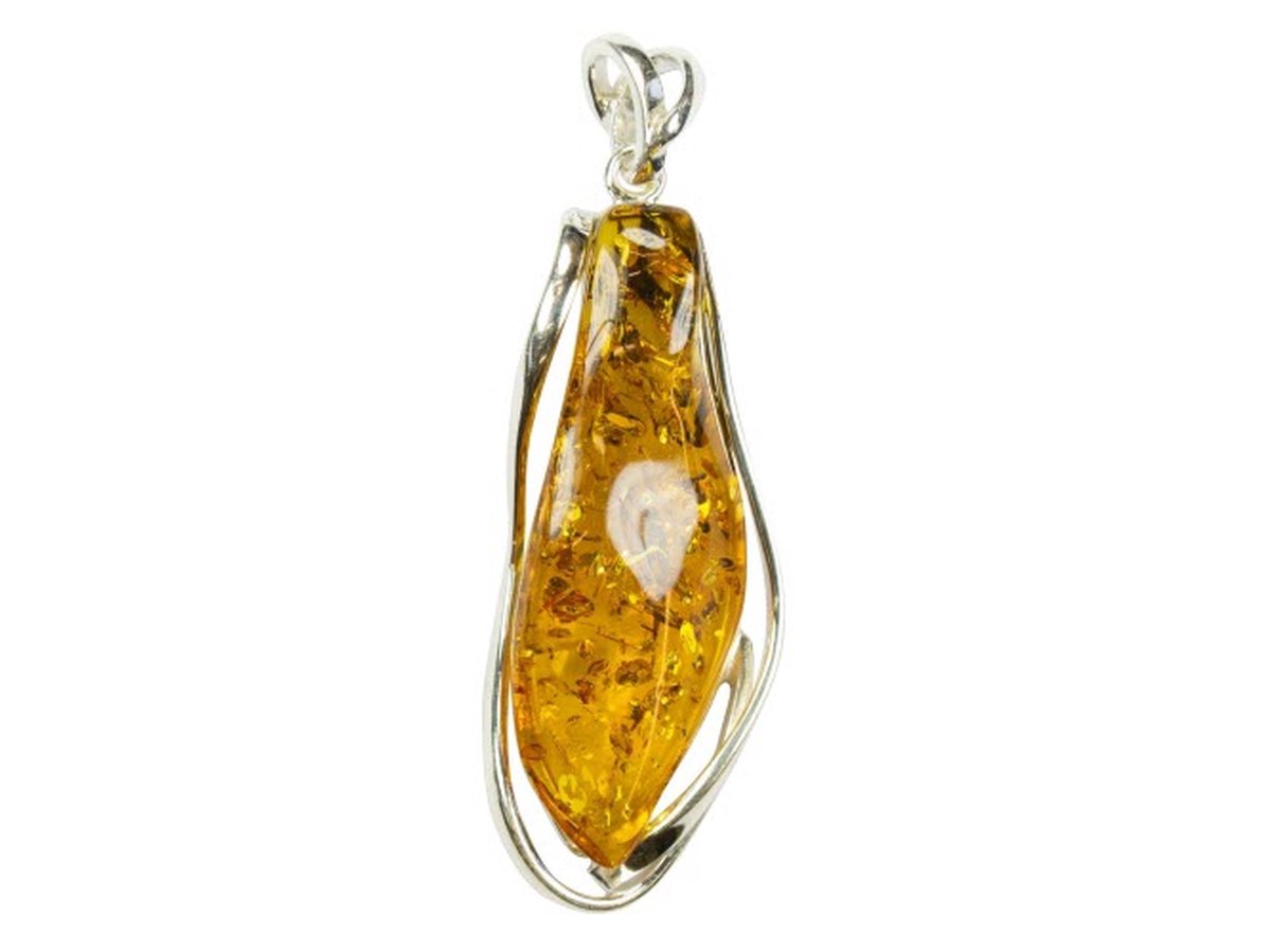 Exclusieve zilveren hanger Amber / Barnsteen 925 zilver