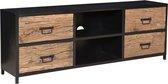 Tv meubel met 4 laden 180x35x58.5 cm mangohout en metaal