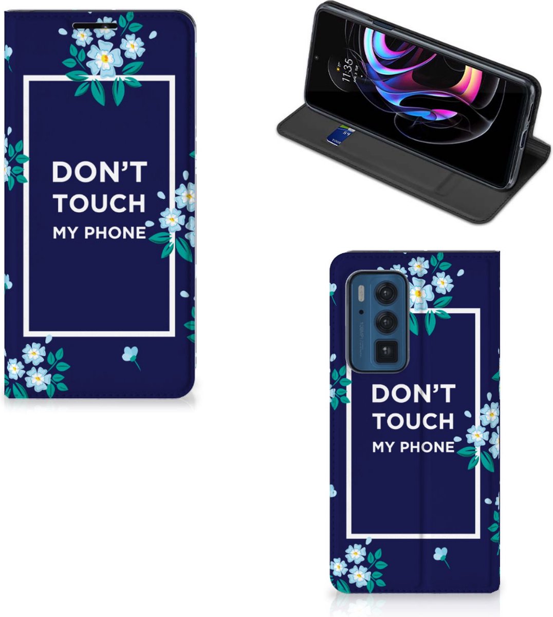 Motorola Edge 20 Pro Design Case Flowers Blue DTMP