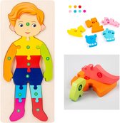 Houten Kinderpuzzel Jongenfiguur/3D Puzzel/10 Stukjes/Educatief Speelgoed/Hout Milieu/Jigsaw Puzzle