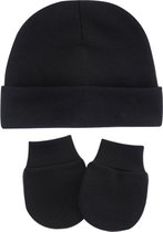 Pluto babymutsje met handschoentjes - zwart - newborn mutsje - 0 tot 3 maanden