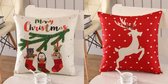 Set de 2 coussins décoratifs - Noël - Joyeux Noël - Renne, ours et pingouin - Housses de coussin d'hiver avec rembourrage - 45 x 45 cm