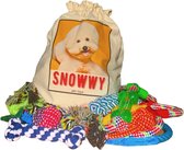 SNOWWY 12-Delige Honden Speelgoed Set met luxe canvas opbergzak – Hondenspeeltjes - Honden Speelgoed - Ontwikkeling Hond – Honden Speeltjes voor Kleine en Middelgrote Honden – Puppy Speelgoed Inclusief Touw/Knuffel/Bal