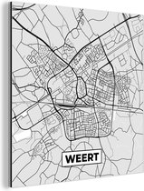 Wanddecoratie Metaal - Aluminium Schilderij Industrieel - Stadskaart - Weert - Grijs - Wit - 90x90 cm - Dibond - Foto op aluminium - Industriële muurdecoratie - Voor de woonkamer/slaapkamer - Plattegrond