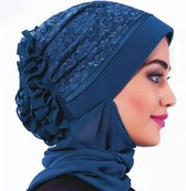 Elegante turkooise hoofddoek, Mooie hijab, hoofddeksel.