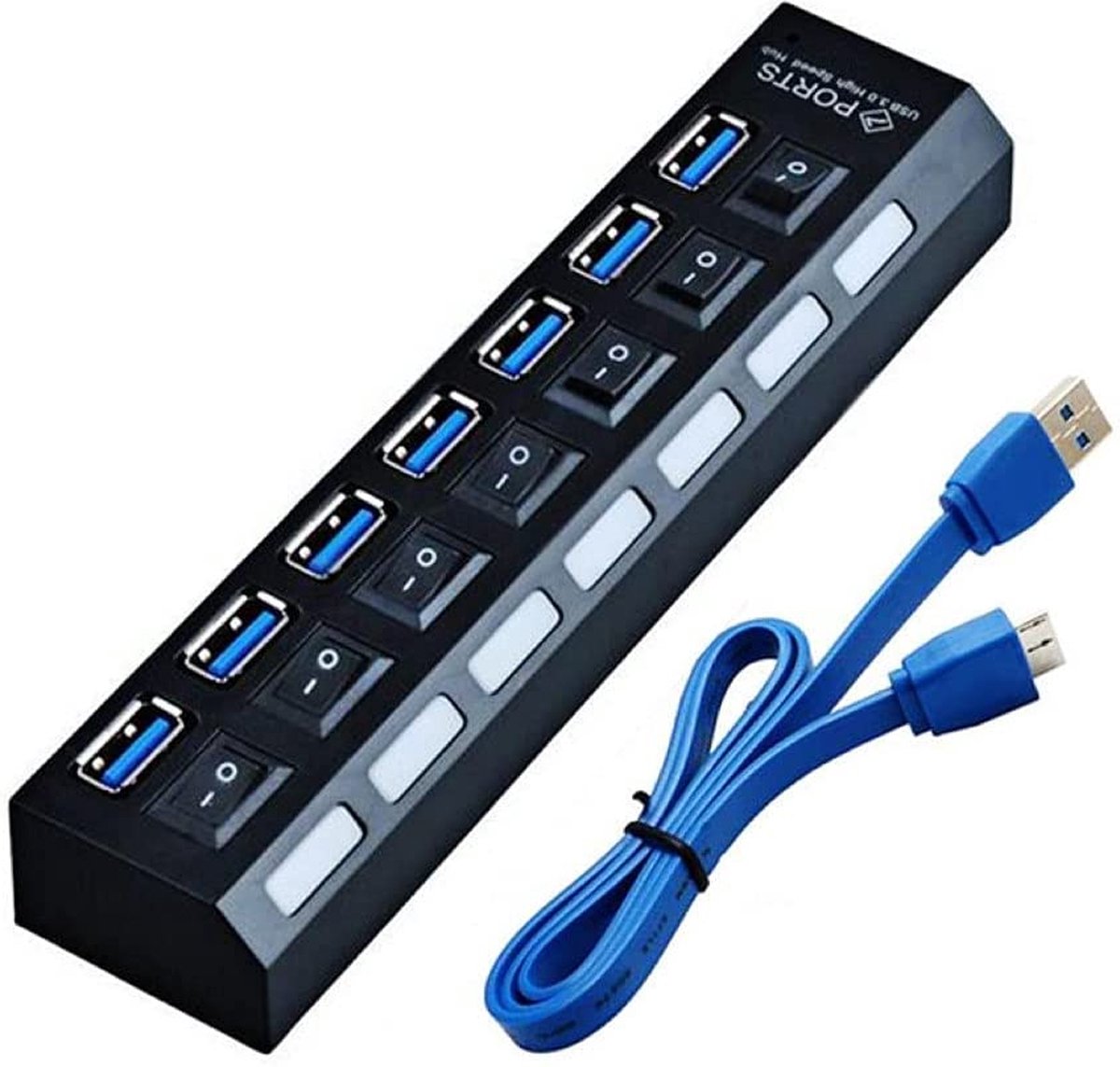 Hub 7 ports Adaptateur de Hub Multi USB 3.0 Hub haute vitesse 7 Portes  Interrupteur... | bol.com