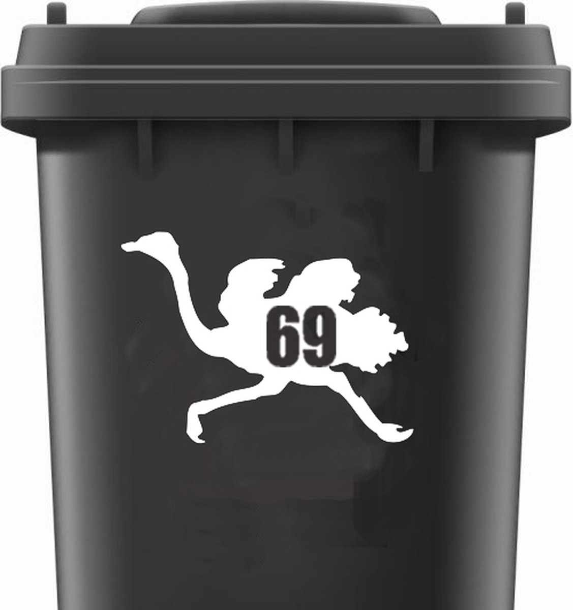 Kliko / Container stickers huisnummer WIT | STRUISVOGEL Kliko sticker | Weersbestendige stickers voor op Kliko / Container | Sticker met jouw huisnummer gepersonaliseerd