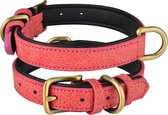 leren honden halsband 29-38cm roze