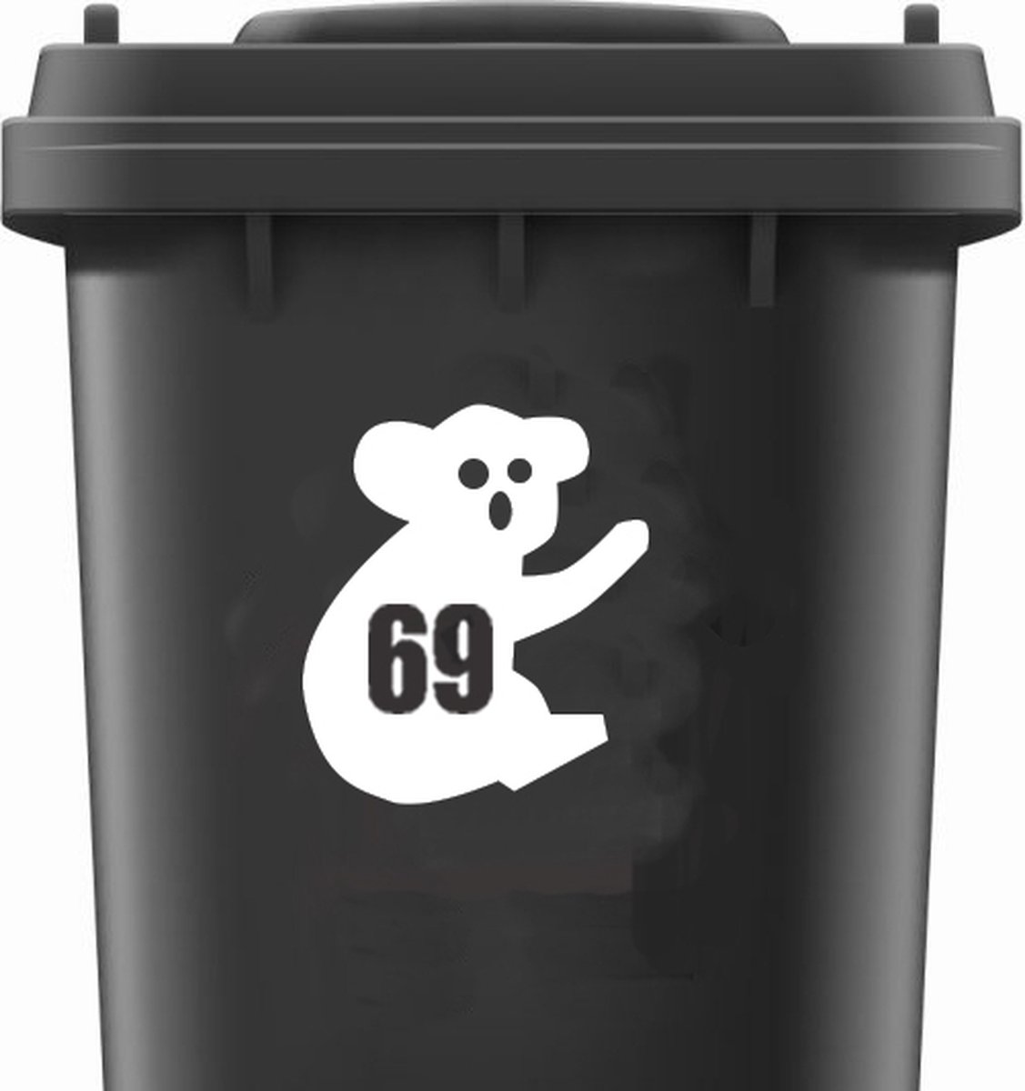 Kliko / Container stickers huisnummer WIT | Koalabeer Kliko sticker | Weersbestendige stickers voor op Kliko / Container | Sticker met jouw huisnummer gepersonaliseerd