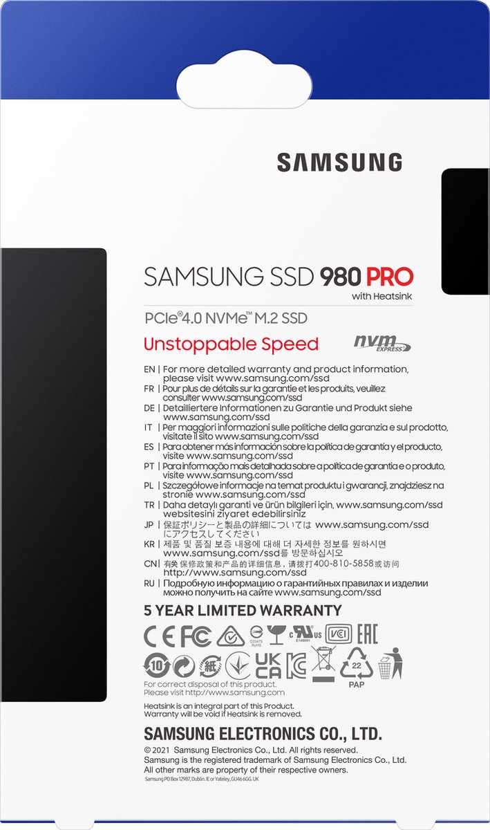 SAMSUNG-SSD 980 Pro avec dissipateur thermique, 1 To, 2 To, NVMe PCIe, 4.0  M.2, 2280, 7000 Mbps, disques pour PS5 PlayStation 5, ordinateur portable,  ordinateur de jeu - AliExpress